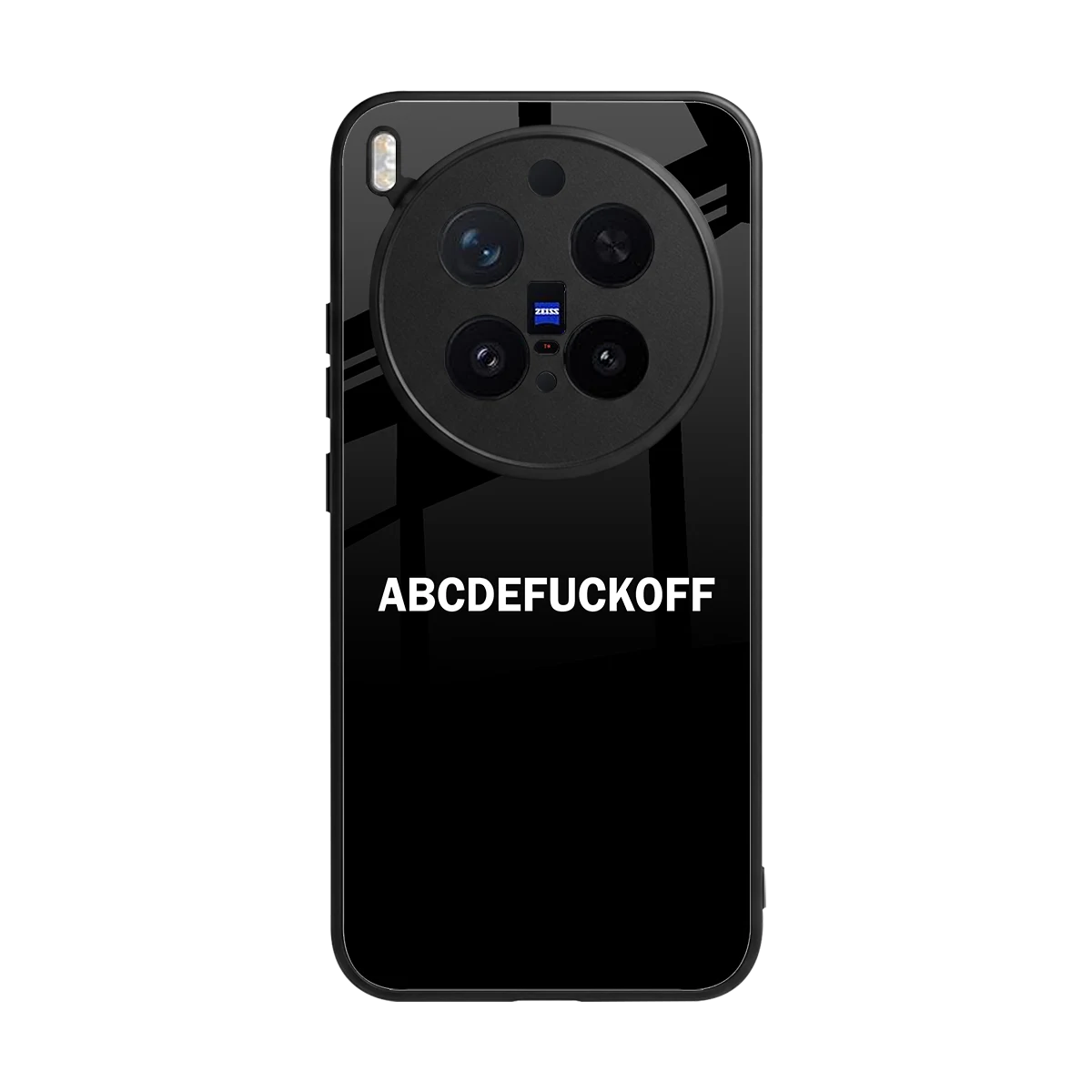 ABCDEFUCKOFF Black back phone cover | glass case for vivo x300 pro