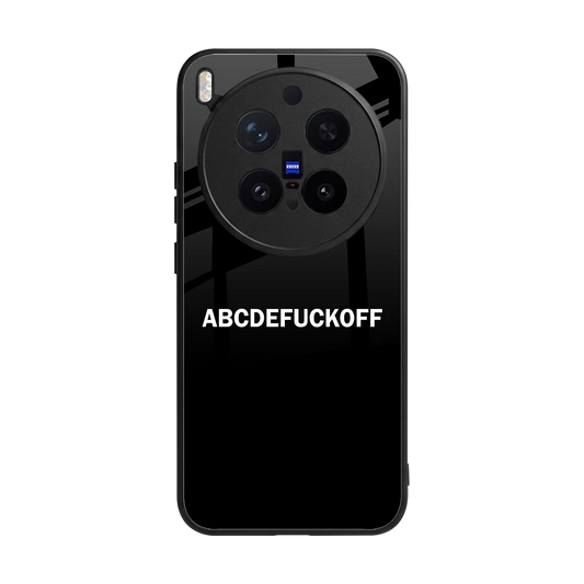 ABCDEFUCKOFF Black back phone cover | glass case for vivo x300 pro