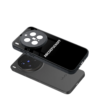 ABCDEFUCKOFF Black sleek vivo x300 pro cover with tempered glass back and TPU edges