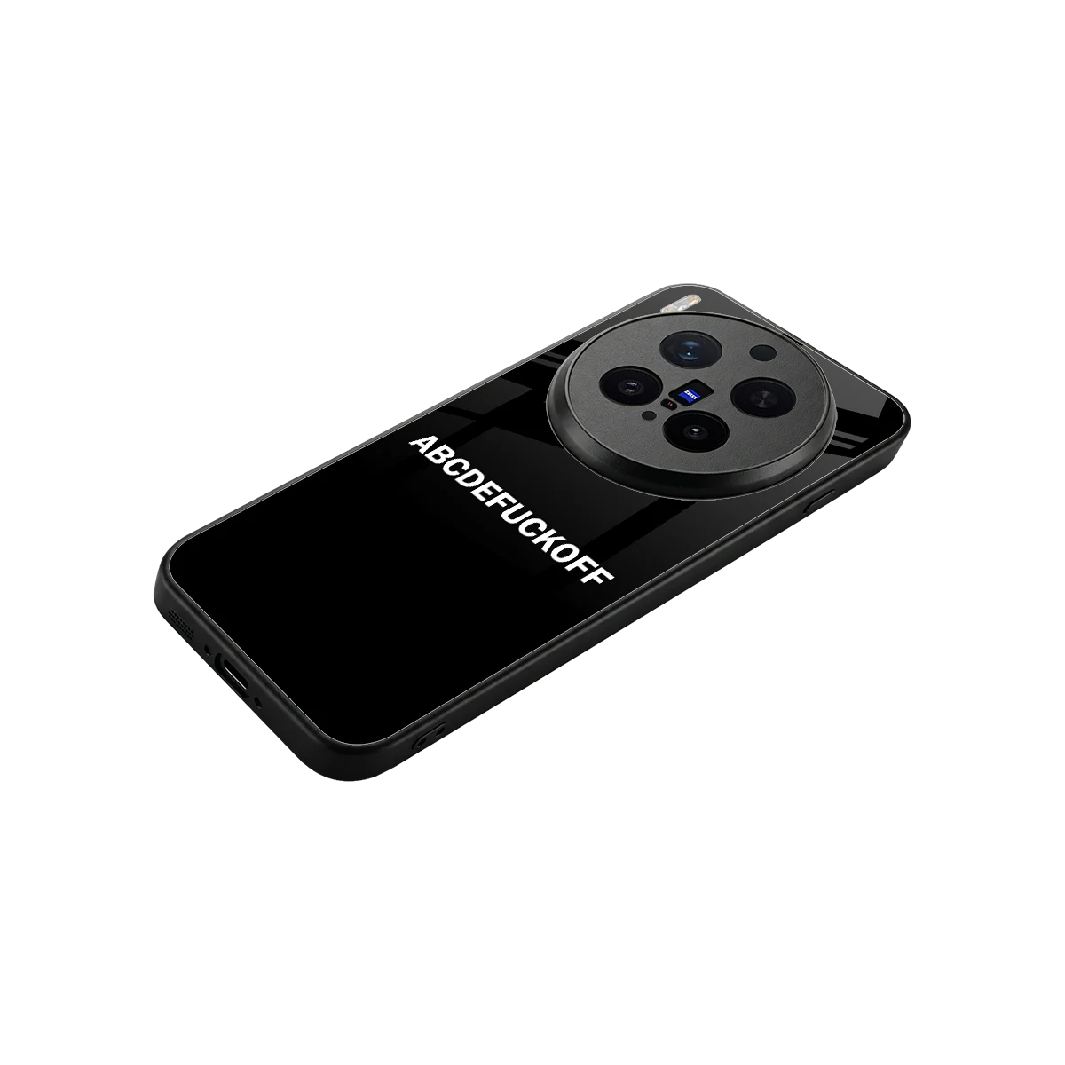 ABCDEFUCKOFF Black stylish phone case for vivo x300 pro | glossy glass and slim fit