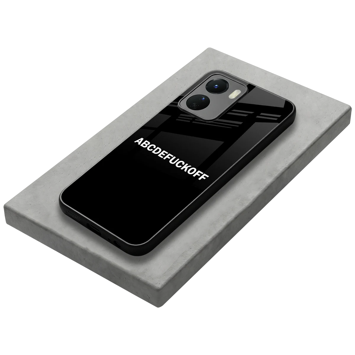ABCDEFUCKOFF Black stylish phone case for vivo y16 | glossy glass and slim fit