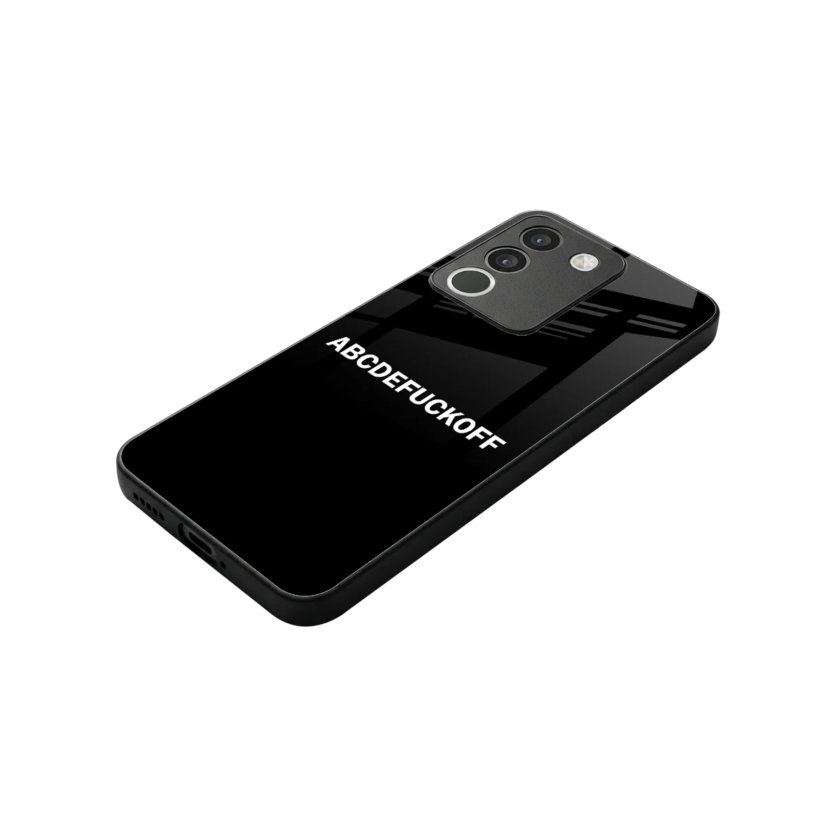 ABCDEFUCKOFF Black stylish phone case for vivo y200 5g | glossy glass and slim fit