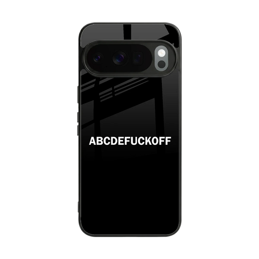 ABCDEFUCKOFF Black back phone cover | glass case for google pixel 10 pro