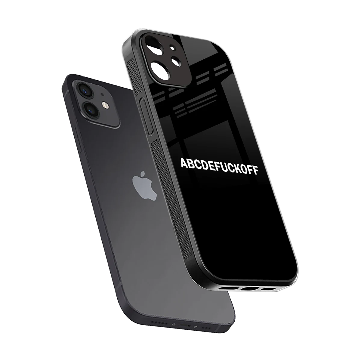 ABCDEFUCKOFF Black sleek iphone 11 cover with tempered glass back and TPU edges
