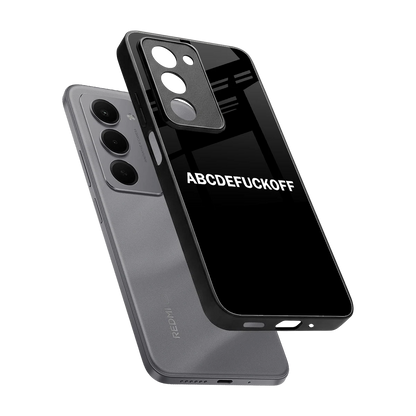 ABCDEFUCKOFF Black sleek redmi 15 5g cover with tempered glass back and TPU edges
