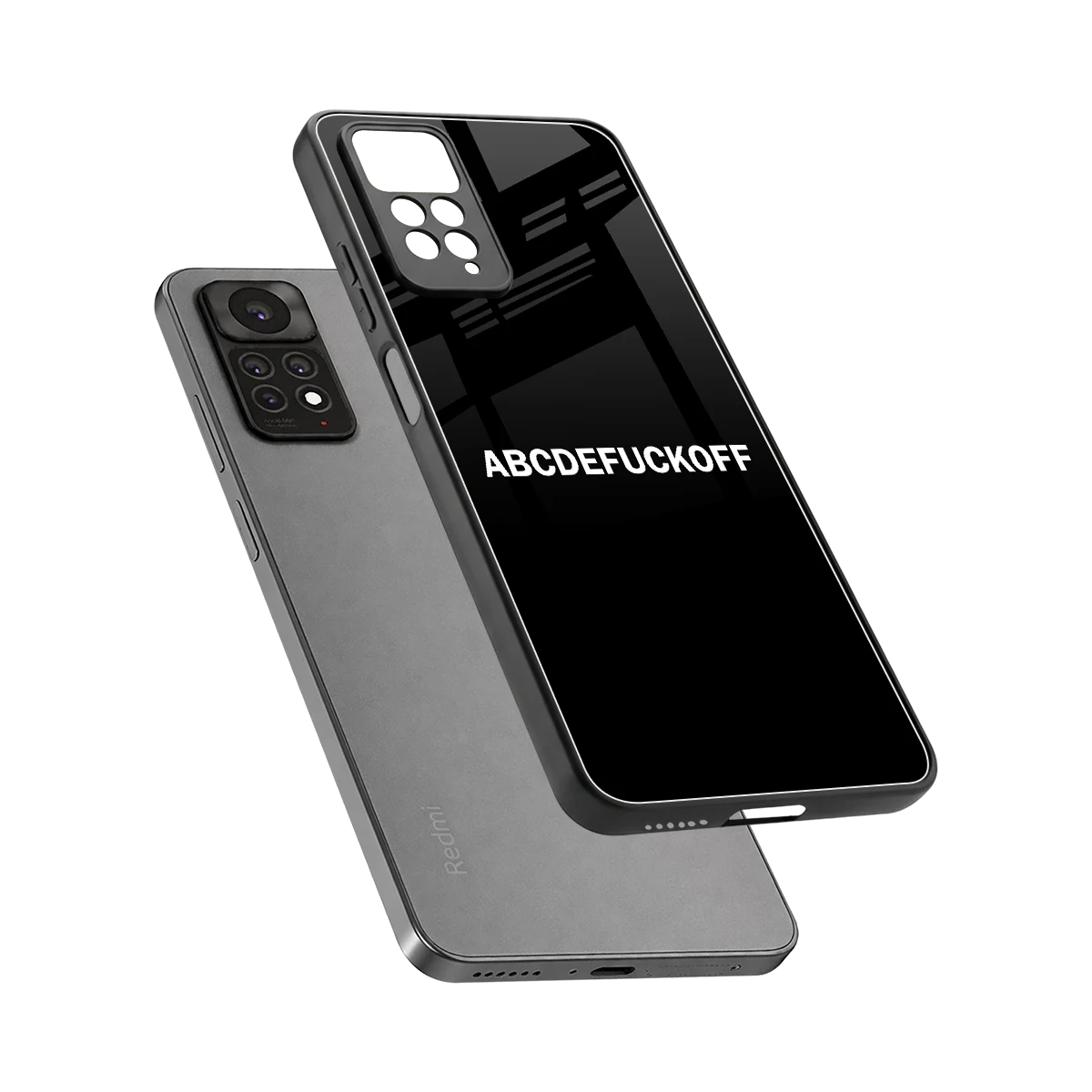 ABCDEFUCKOFF Black sleek redmi note 11 pro cover with tempered glass back and TPU edges