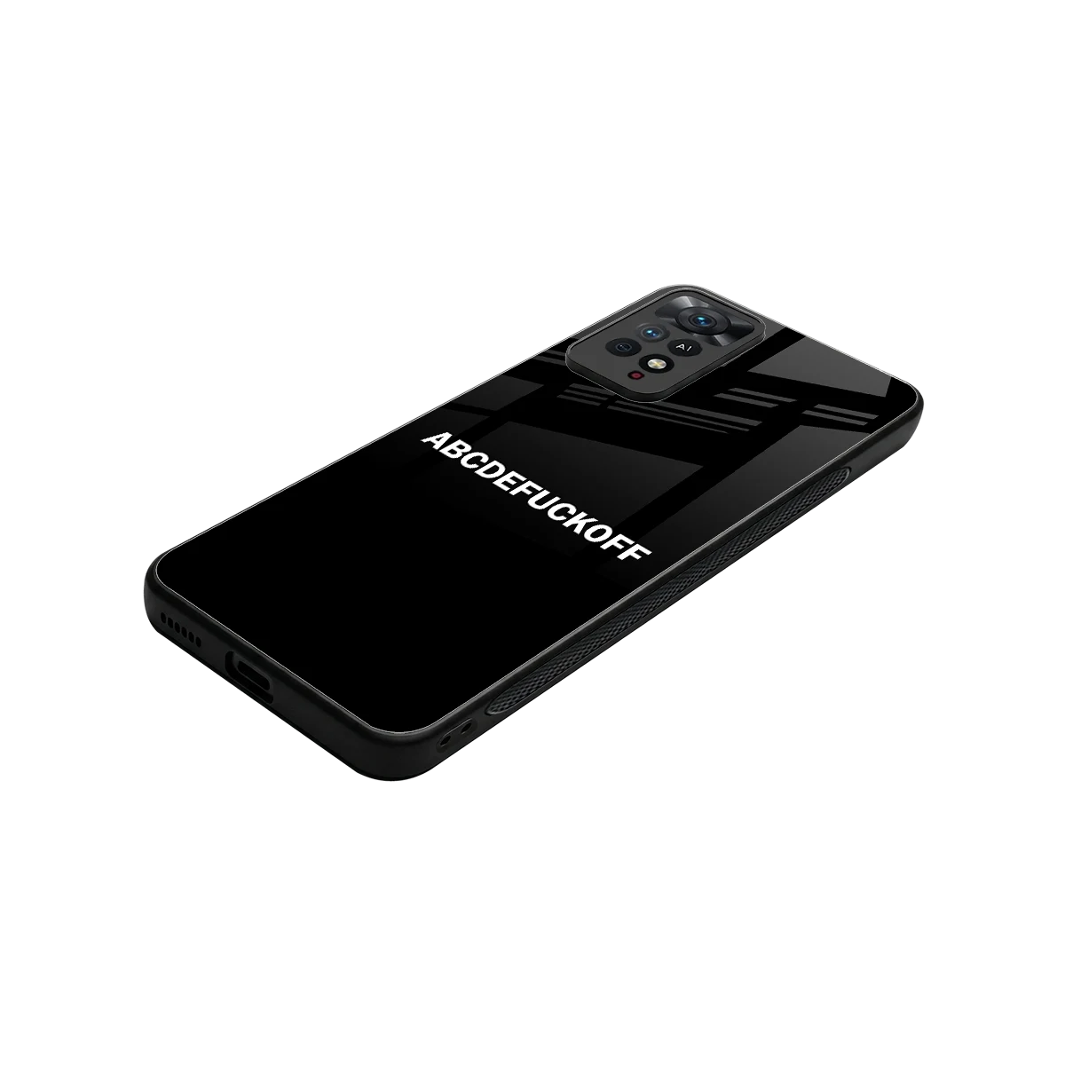 ABCDEFUCKOFF Black stylish phone case for redmi note 11 pro | glossy glass and slim fit