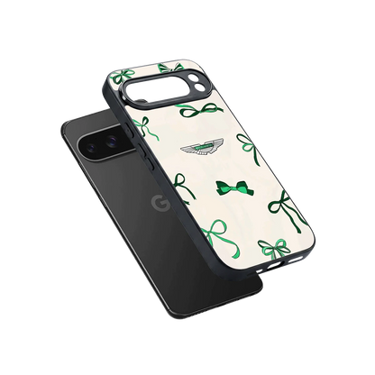 AM X Bows sleek google pixel 10 pro xl cover with tempered glass back and TPU edges