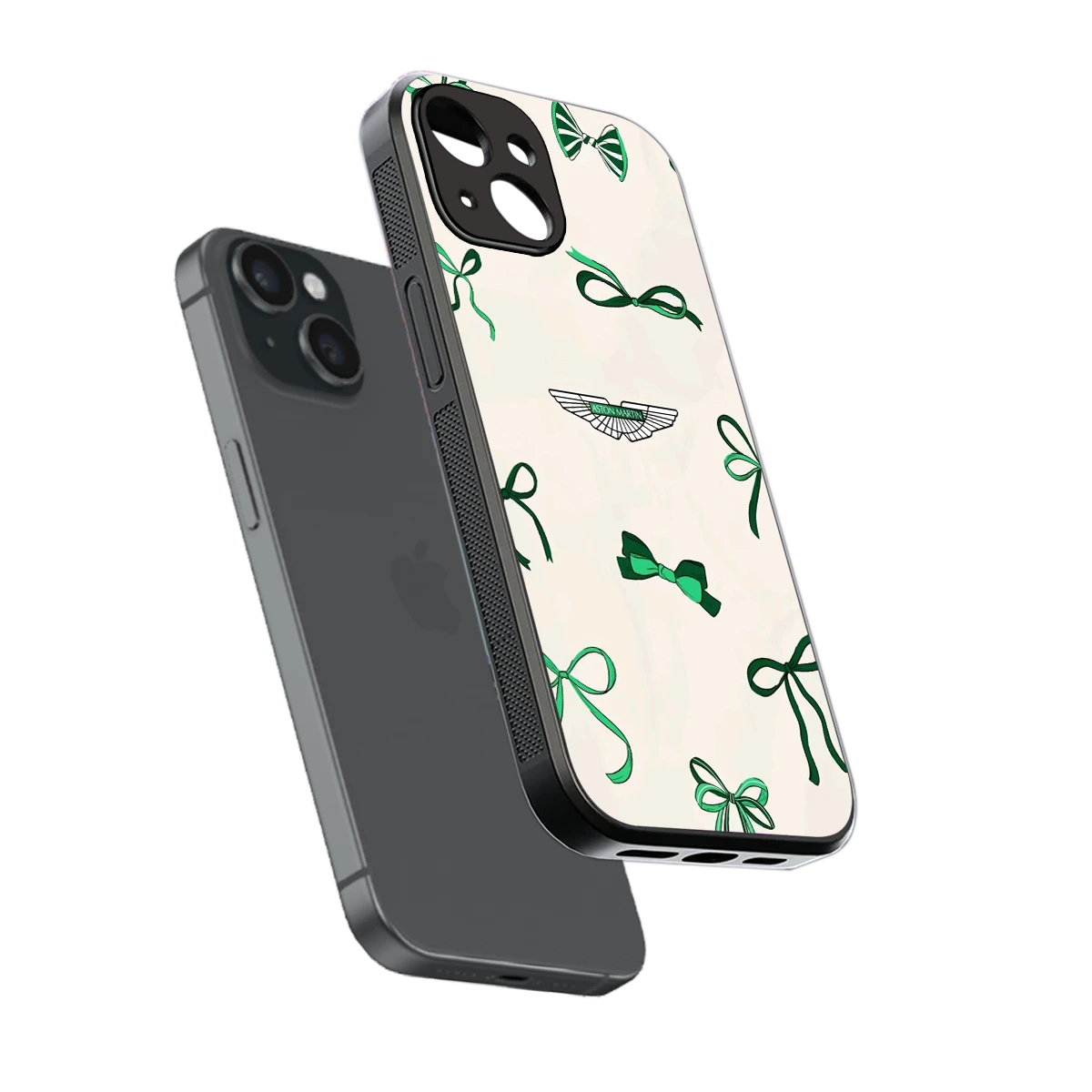 AM X Bows sleek iphone 13 cover with tempered glass back and TPU edges