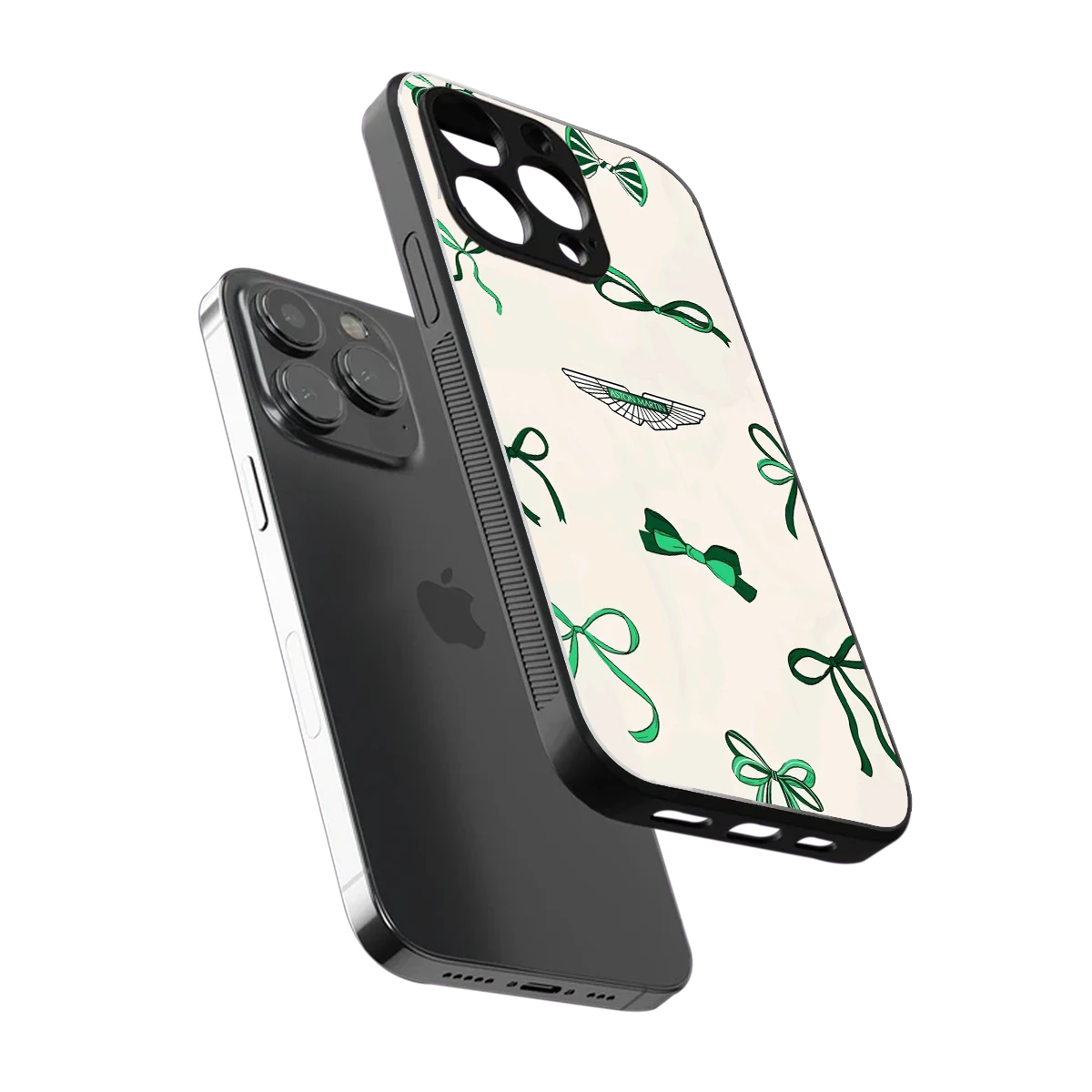 AM X Bows sleek iphone 15 pro max cover with tempered glass back and TPU edges