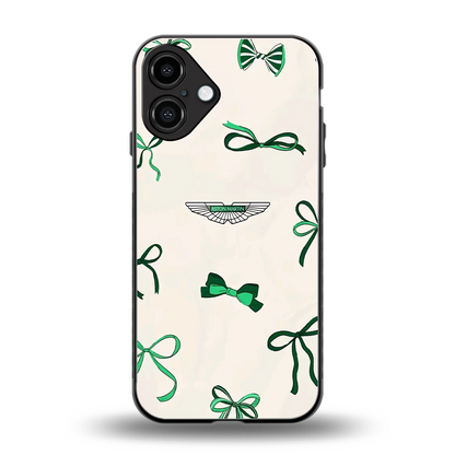 AM X Bows back phone cover | glass case for iphone 16 plus