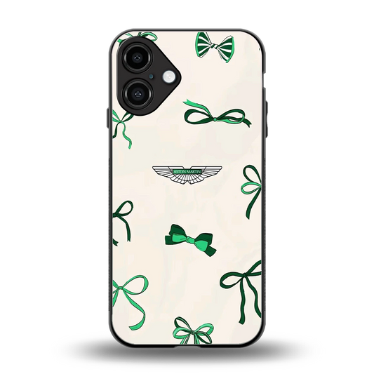 AM X Bows back phone cover | glass case for iphone 16 plus