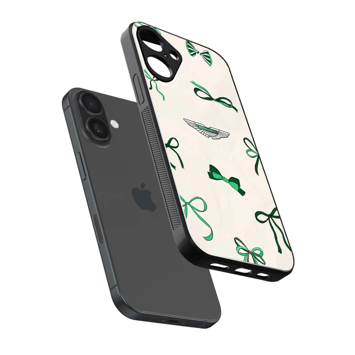 AM X Bows sleek iphone 16 plus cover with tempered glass back and TPU edges