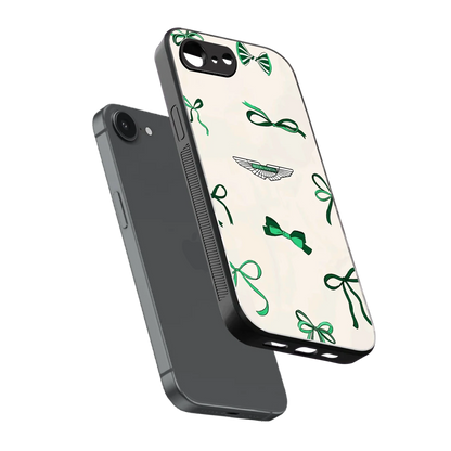 AM X Bows sleek iphone 17e cover with tempered glass back and TPU edges