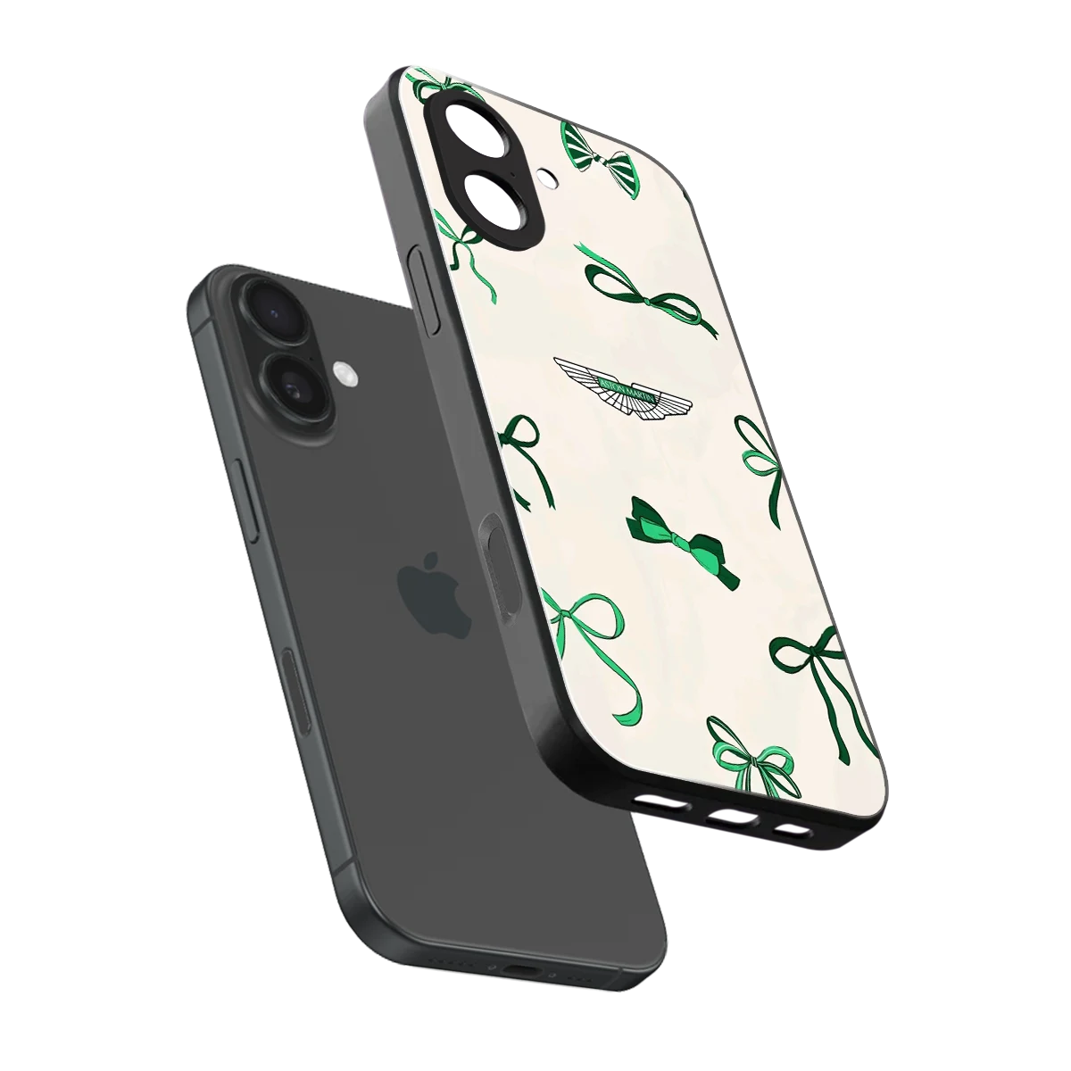AM X Bows sleek iphone 17 cover with tempered glass back and TPU edges