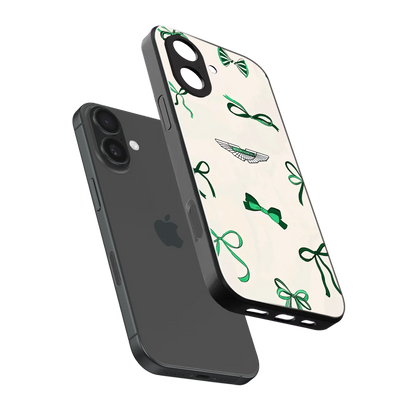 AM X Bows sleek iphone 17 cover with tempered glass back and TPU edges