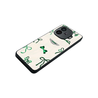 AM X Bows stylish phone case for iqoo neo 10r 5g | glossy glass and slim fit