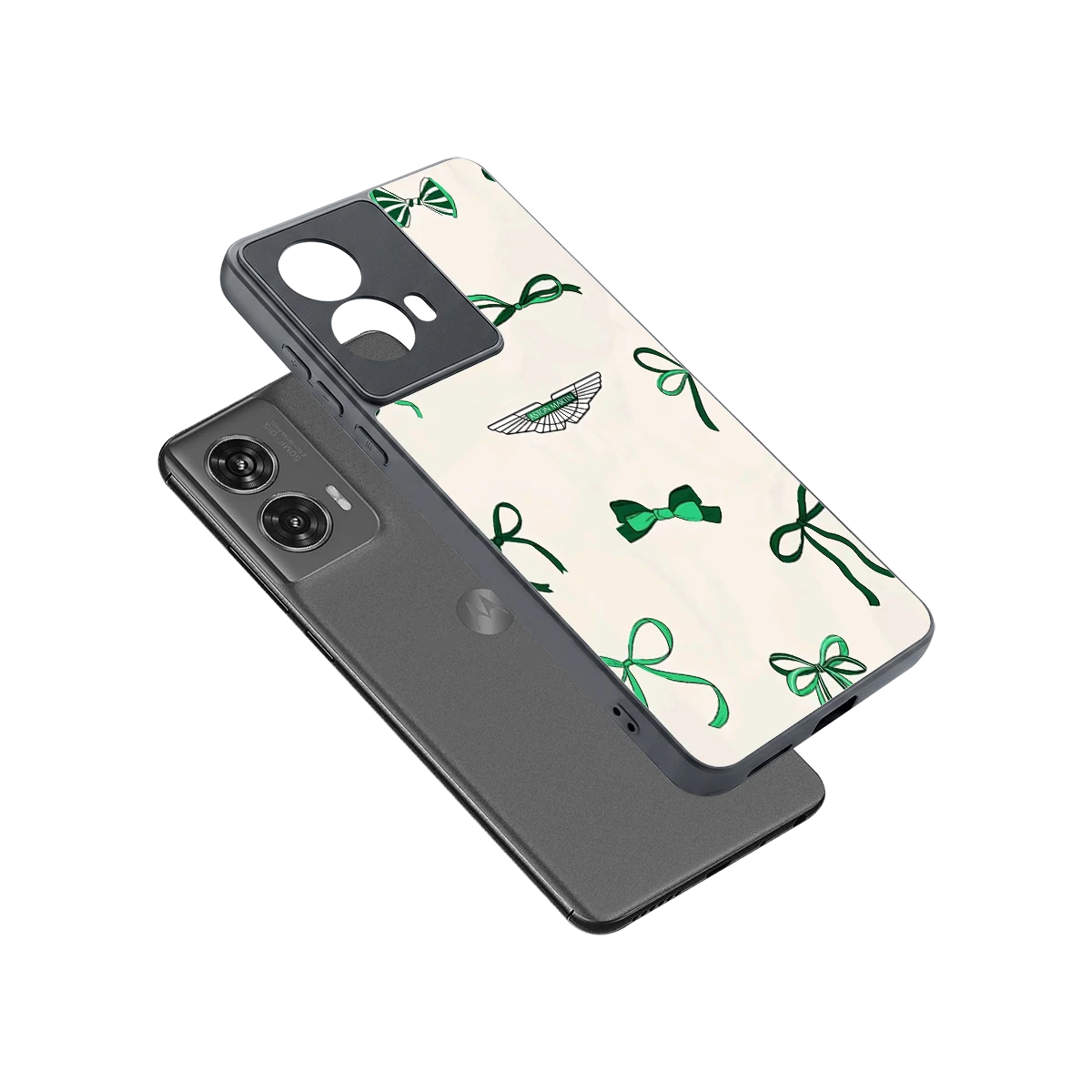 AM X Bows sleek motorola edge 50 fusion cover with tempered glass back and TPU edges