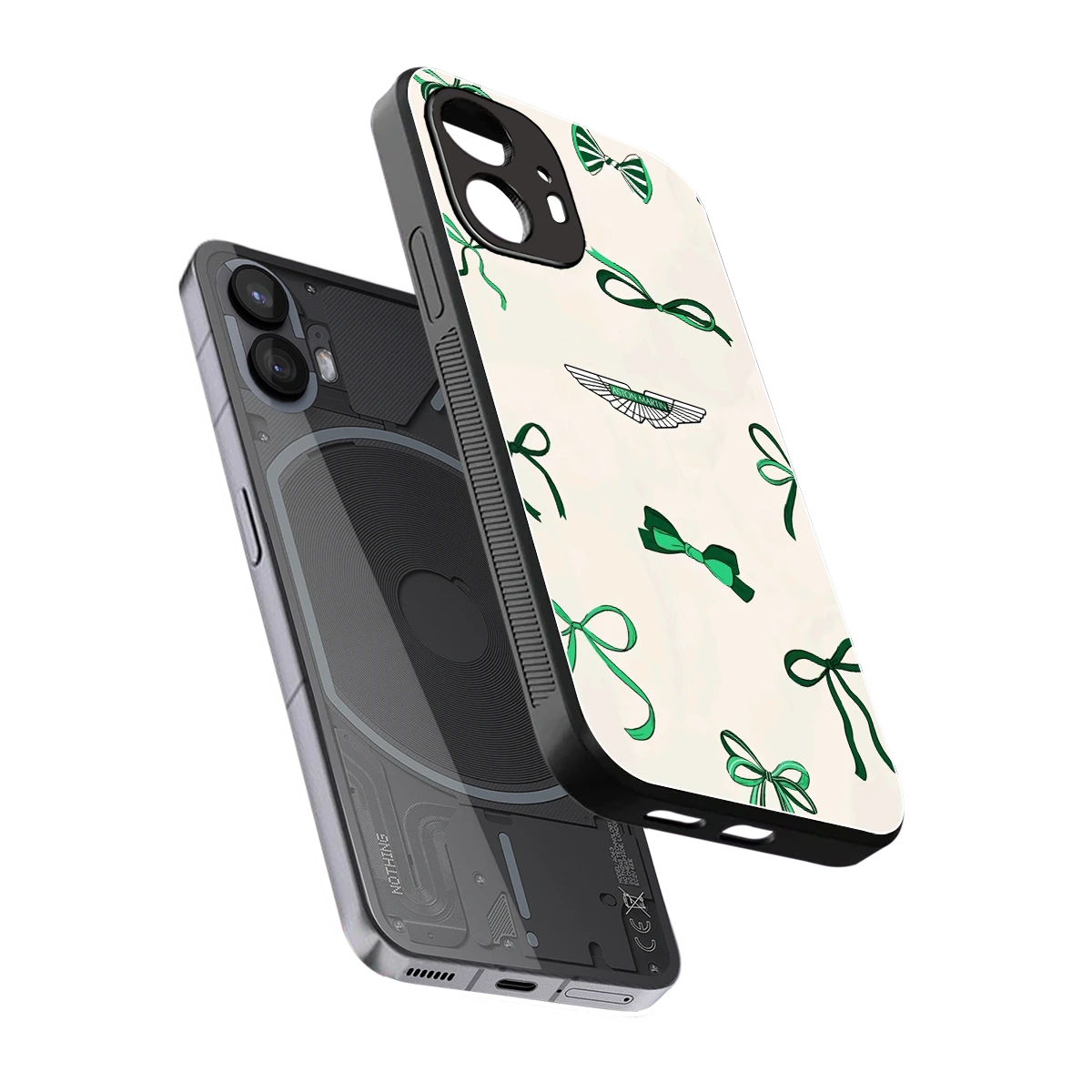 AM X Bows sleek nothing phone 2 cover with tempered glass back and TPU edges
