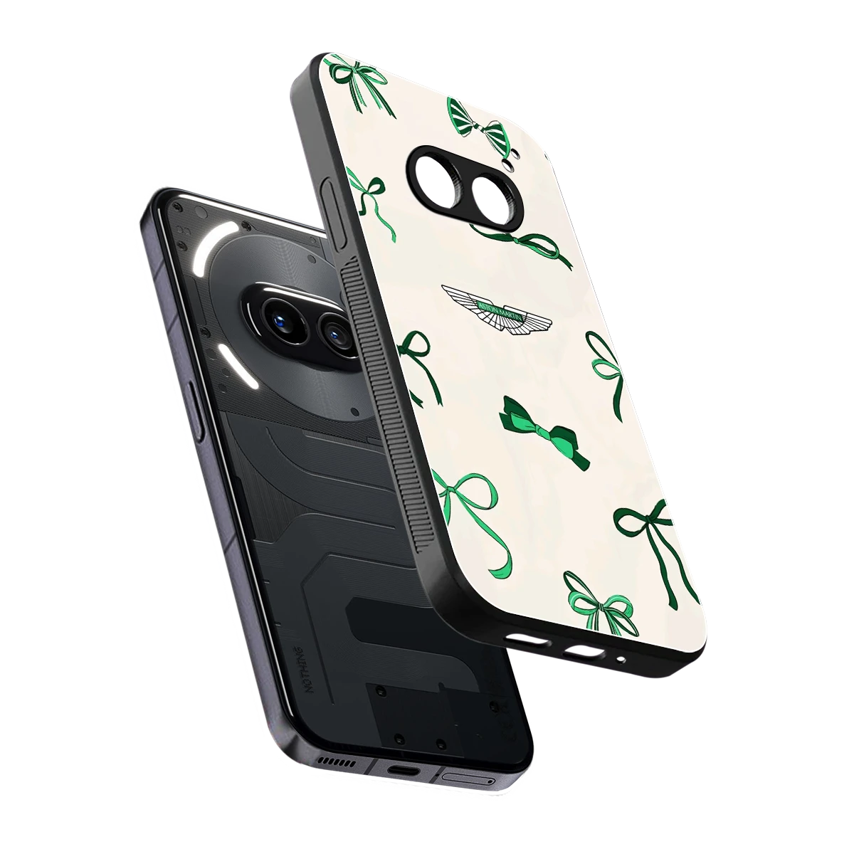 AM X Bows sleek nothing phone 2a cover with tempered glass back and TPU edges