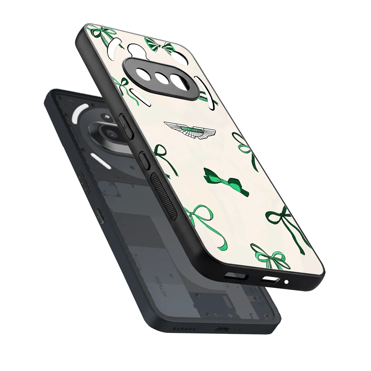 AM X Bows sleek nothing phone 3a cover with tempered glass back and TPU edges