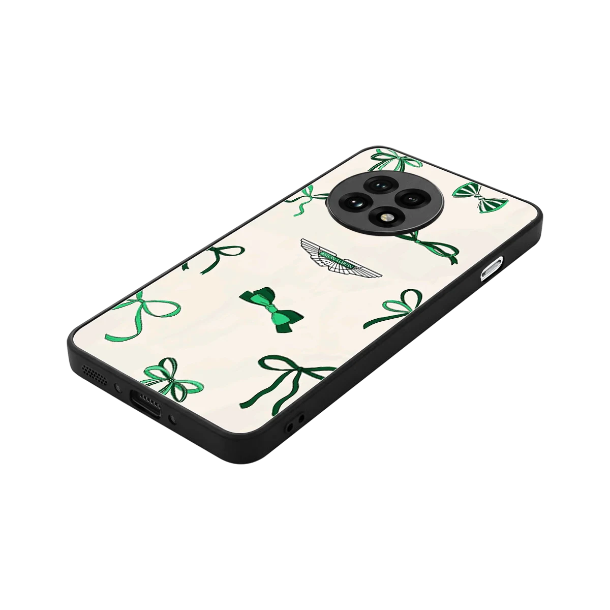 AM X Bows stylish phone case for oneplus 13r | glossy glass and slim fit