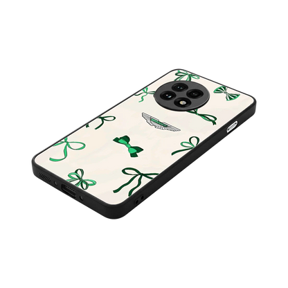 AM X Bows stylish phone case for oneplus 13r | glossy glass and slim fit