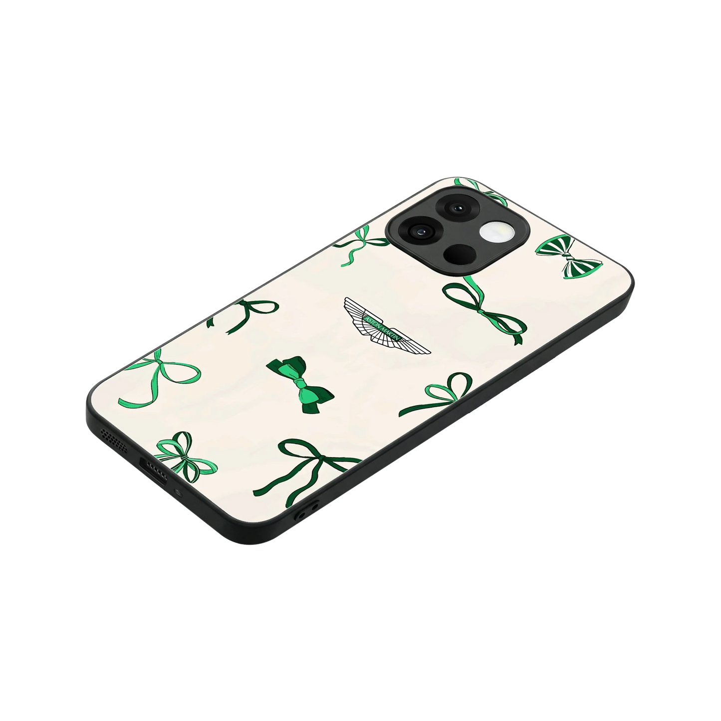 AM X Bows stylish phone case for oneplus 13s | glossy glass and slim fit