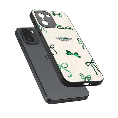AM X Bows sleek oneplus 15r cover with tempered glass back and TPU edges