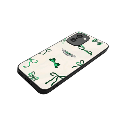 AM X Bows stylish phone case for oneplus 15r | glossy glass and slim fit
