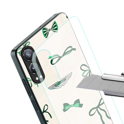 AM X Bows stylish phone case for oneplus nord ce 4 lite | glossy glass and slim fit