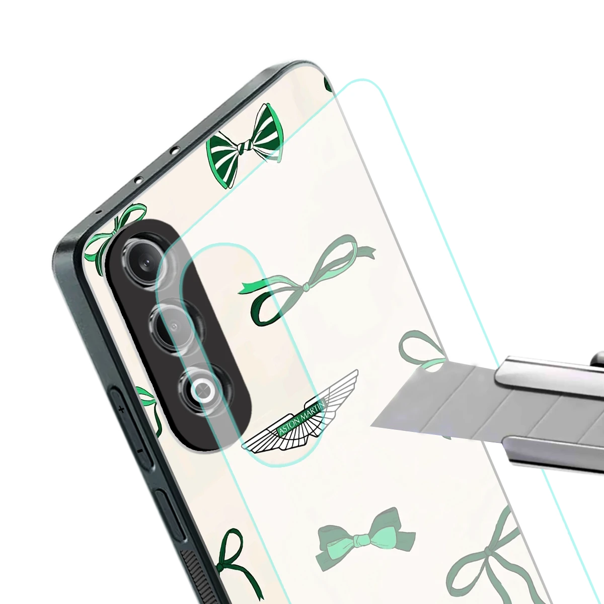 AM X Bows stylish phone case for oneplus nord ce 4 | glossy glass and slim fit