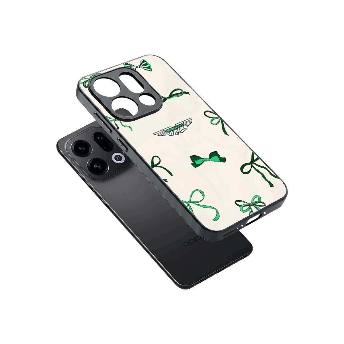 AM X Bows sleek oppo find x9 cover with tempered glass back and TPU edges