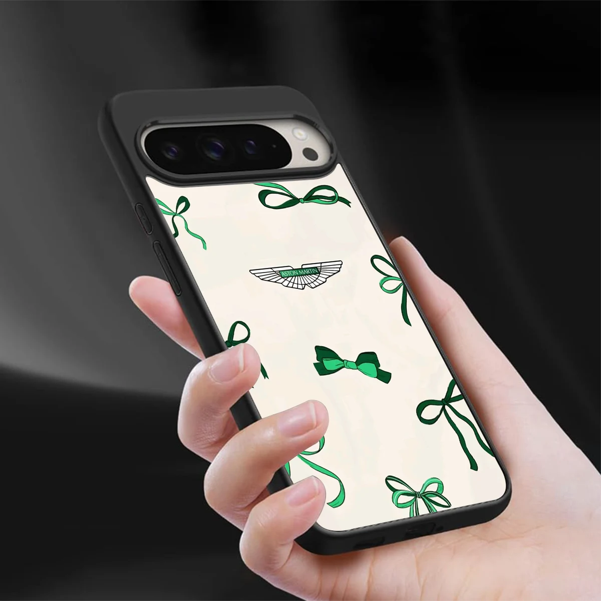 AM X Bows sleek google pixel 9 pro xl cover with tempered glass back and TPU edges