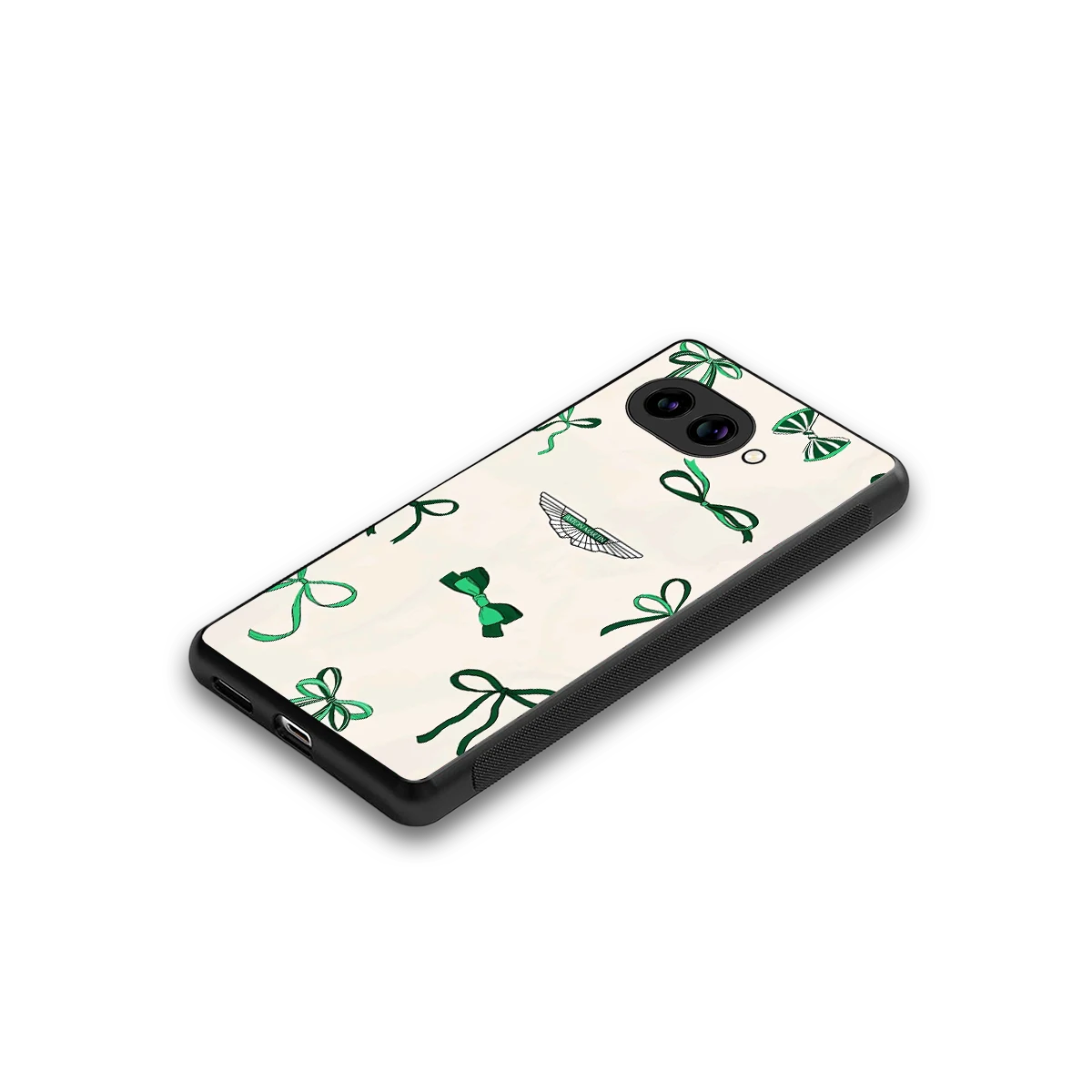 AM X Bows stylish phone case for google pixel 10a | glossy glass and slim fit