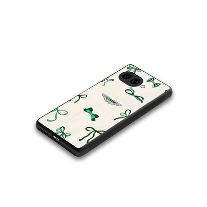 AM X Bows stylish phone case for google pixel 10a | glossy glass and slim fit