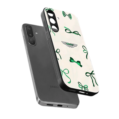 AM X Bows sleek samsung galaxy m56 5g cover with tempered glass back and TPU edges