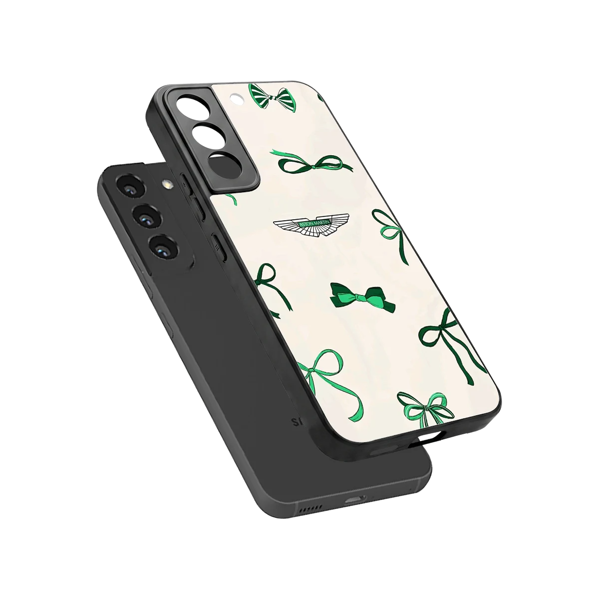 AM X Bows sleek samsung galaxy s22 cover with tempered glass back and TPU edges