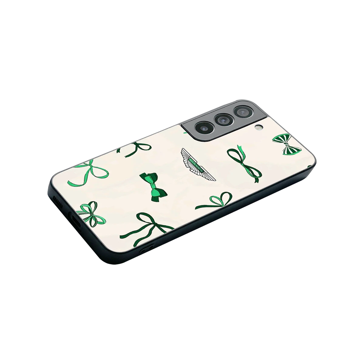AM X Bows stylish phone case for samsung galaxy s22 | glossy glass and slim fit