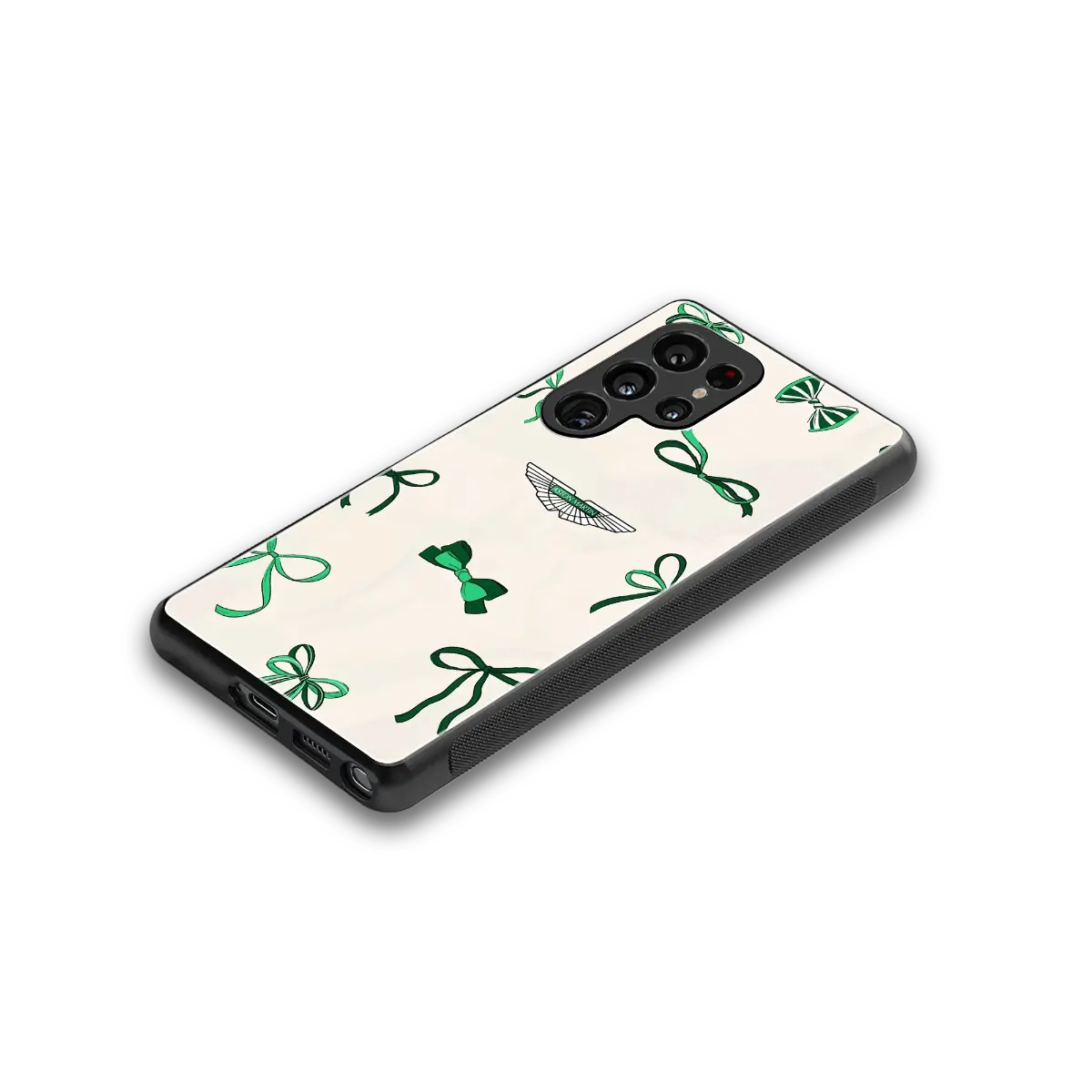 AM X Bows stylish phone case for samsung galaxy s25 ultra | glossy glass and slim fit