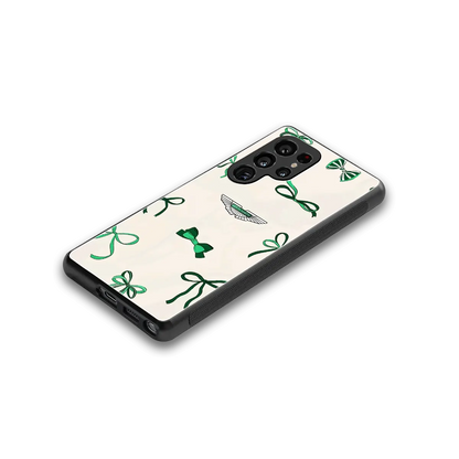 AM X Bows stylish phone case for samsung galaxy s25 ultra | glossy glass and slim fit