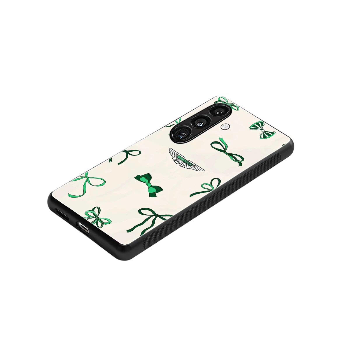 AM X Bows stylish phone case for samsung galaxy s24 | glossy glass and slim fit