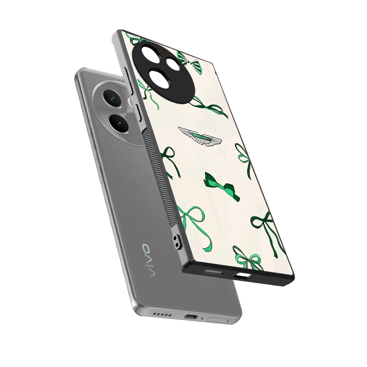 AM X Bows sleek vivo v30e cover with tempered glass back and TPU edges