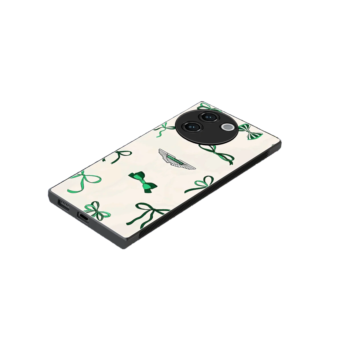 AM X Bows stylish phone case for vivo v30e | glossy glass and slim fit