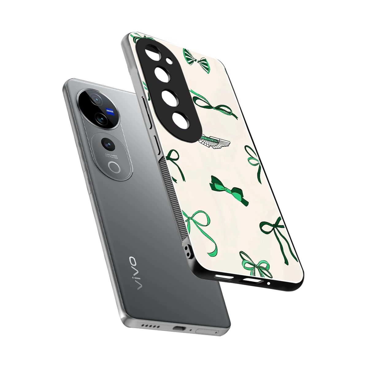 AM X Bows sleek vivo v40 pro cover with tempered glass back and TPU edges