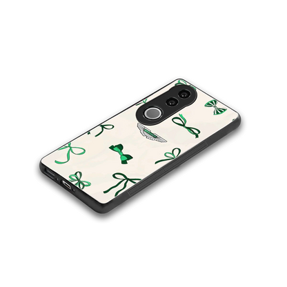 AM X Bows stylish phone case for vivo v50 | glossy glass and slim fit