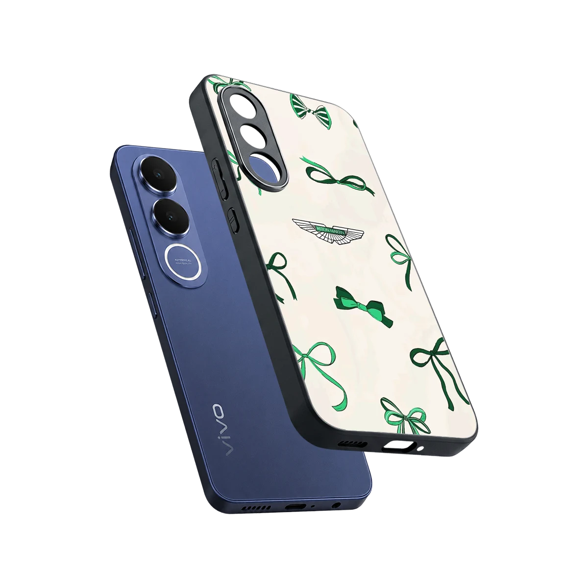 AM X Bows sleek vivo v70 fe cover with tempered glass back and TPU edges