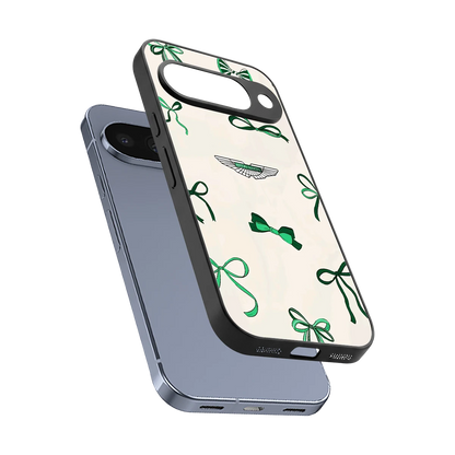 AM X Bows sleek google pixel 10 cover with tempered glass back and TPU edges