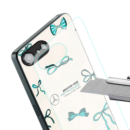 AMG X Bows stylish phone case for iphone 16e | glossy glass and slim fit