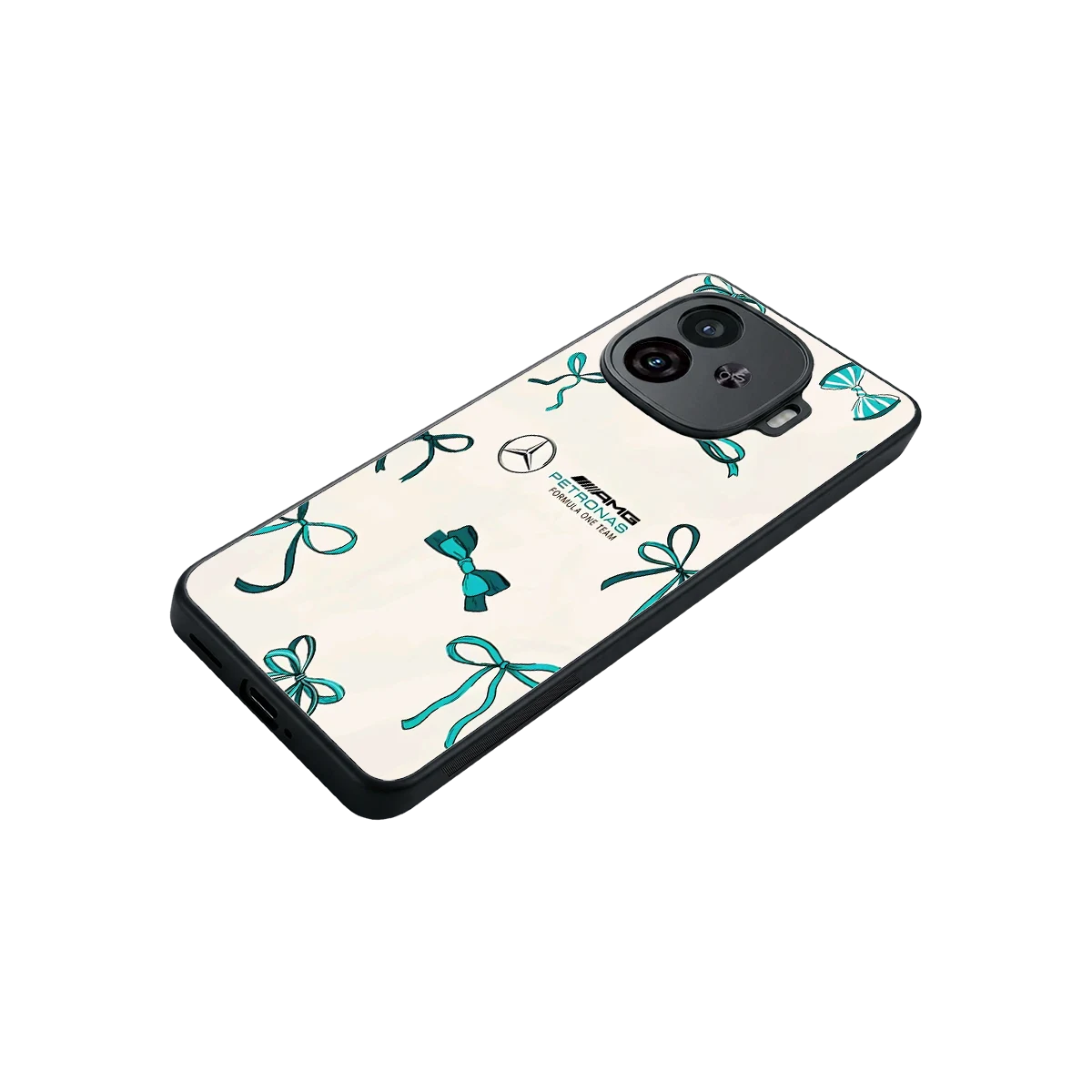 AMG X Bows stylish phone case for iqoo neo 10r 5g | glossy glass and slim fit
